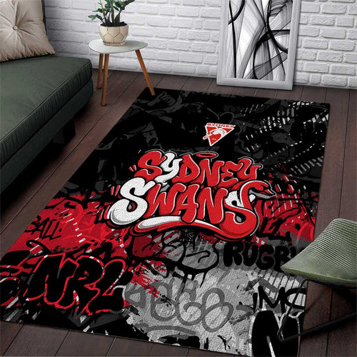 Sydney Swans Area Rug Urban Graffiti Street Art - Bold Abstract Spray Paint