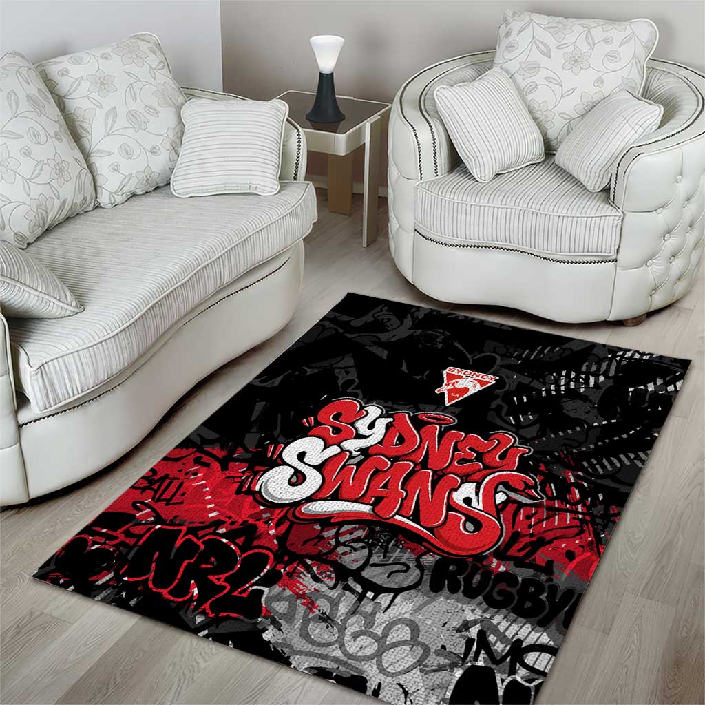 Sydney Swans Area Rug Urban Graffiti Street Art - Bold Abstract Spray Paint