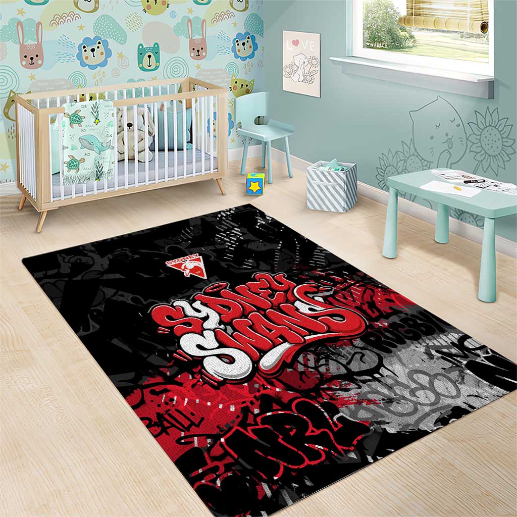Sydney Swans Area Rug Urban Graffiti Street Art - Bold Abstract Spray Paint