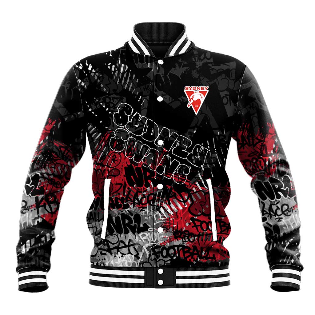 Sydney Swans Baseball Jacket Urban Graffiti Street Art - Bold Abstract Spray Paint