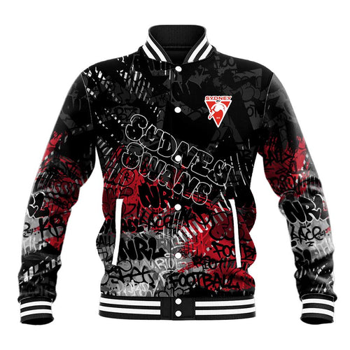 Sydney Swans Baseball Jacket Urban Graffiti Street Art - Bold Abstract Spray Paint