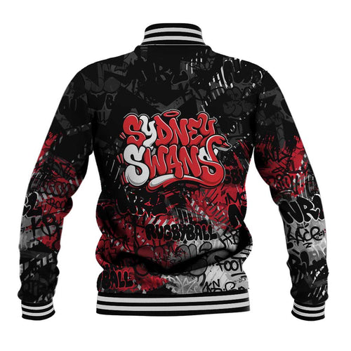Sydney Swans Baseball Jacket Urban Graffiti Street Art - Bold Abstract Spray Paint