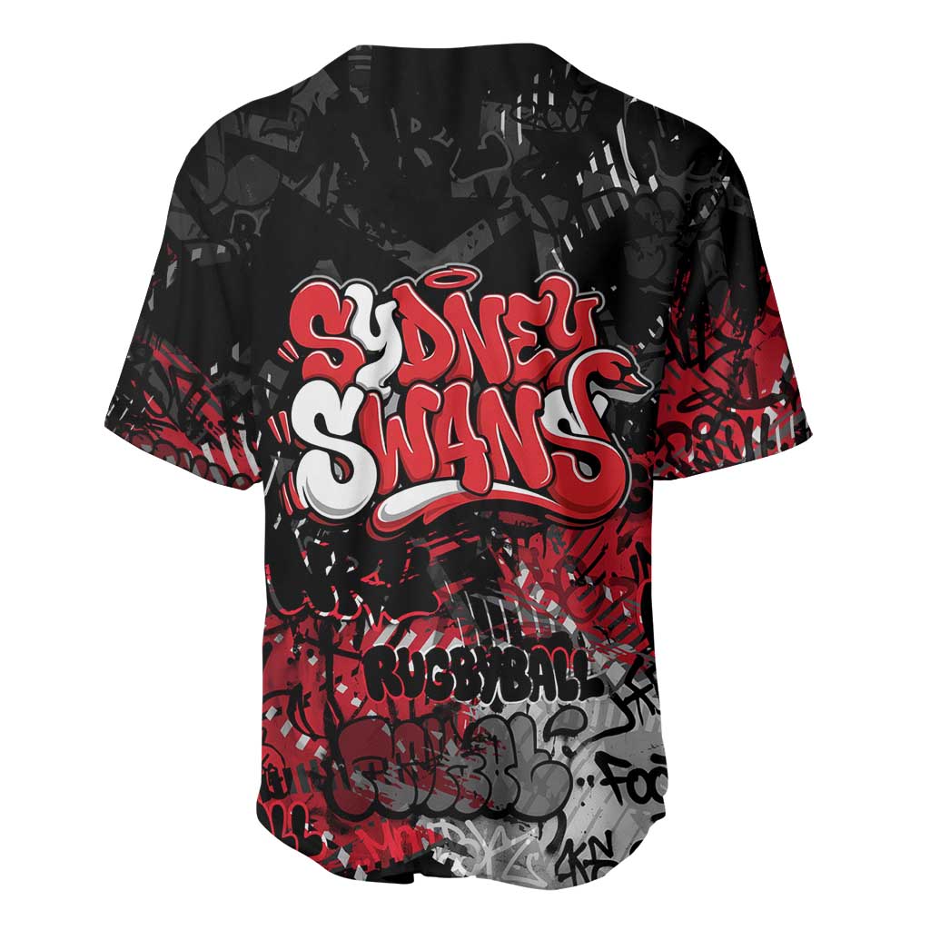 Sydney Swans Baseball Jersey Urban Graffiti Street Art - Bold Abstract Spray Paint