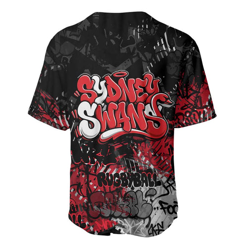 Sydney Swans Baseball Jersey Urban Graffiti Street Art - Bold Abstract Spray Paint