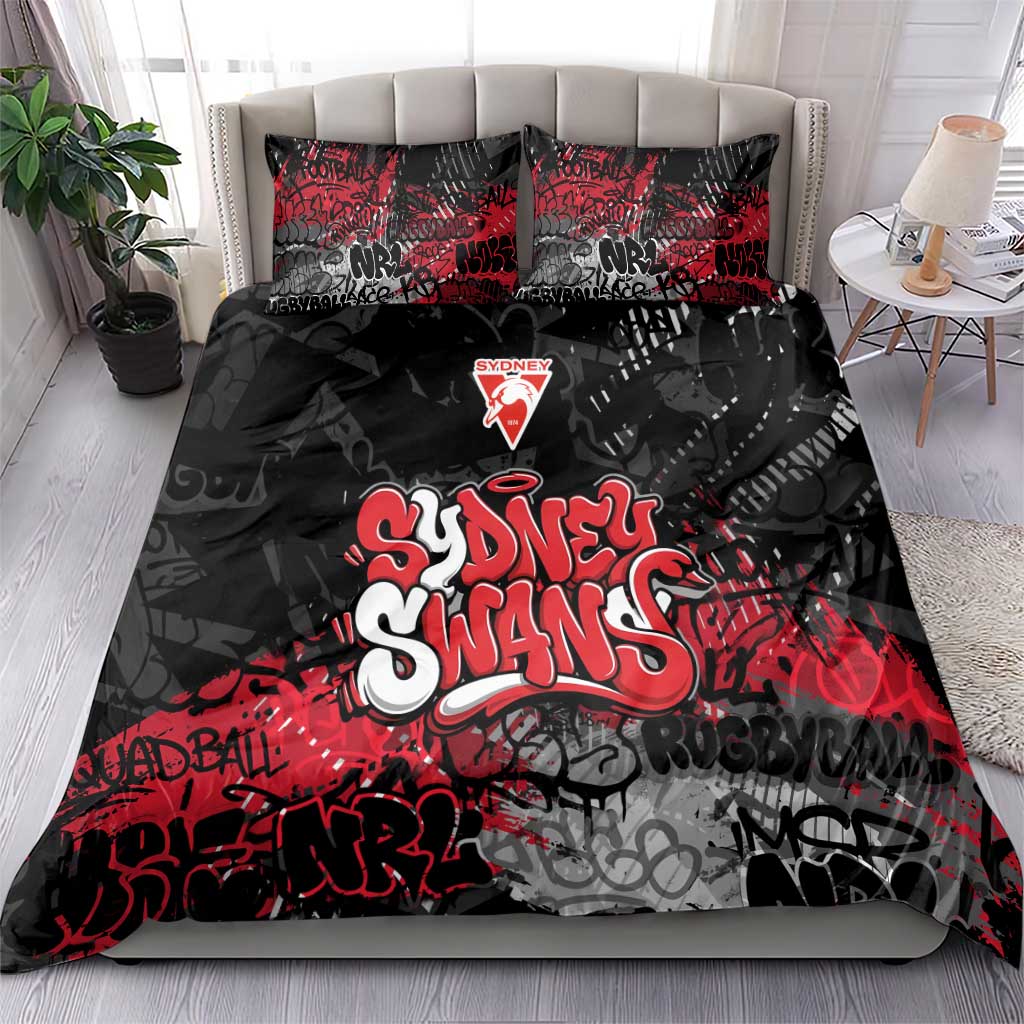Sydney Swans Bedding Set Urban Graffiti Street Art - Bold Abstract Spray Paint