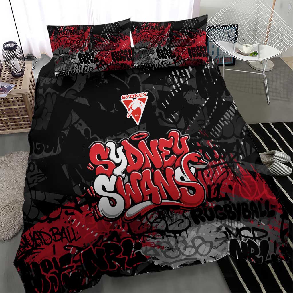 Sydney Swans Bedding Set Urban Graffiti Street Art - Bold Abstract Spray Paint