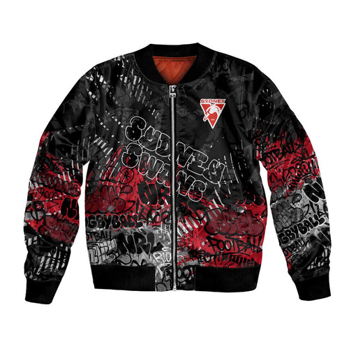 Sydney Swans Bomber Jacket Urban Graffiti Street Art - Bold Abstract Spray Paint