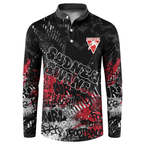 Sydney Swans Button Sweatshirt Urban Graffiti Street Art - Bold Abstract Spray Paint