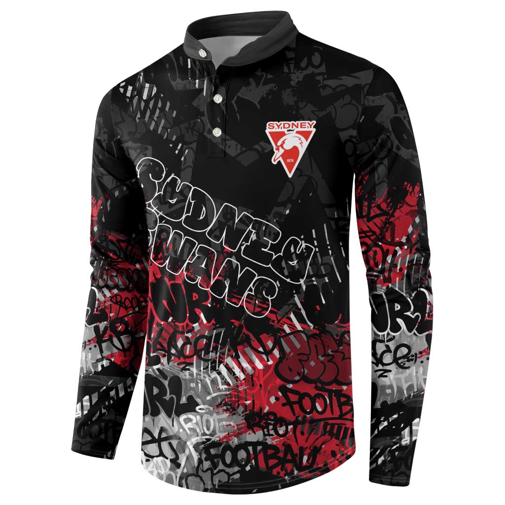 Sydney Swans Button Sweatshirt Urban Graffiti Street Art - Bold Abstract Spray Paint
