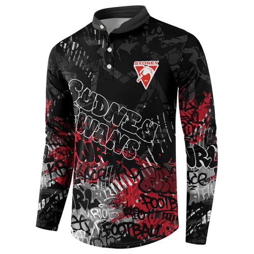 Sydney Swans Button Sweatshirt Urban Graffiti Street Art - Bold Abstract Spray Paint