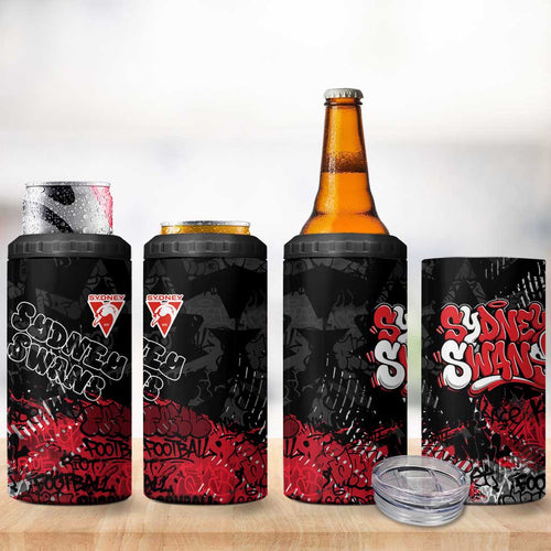 Sydney Swans 4 in 1 Can Cooler Tumbler Urban Graffiti Street Art - Bold Abstract Spray Paint