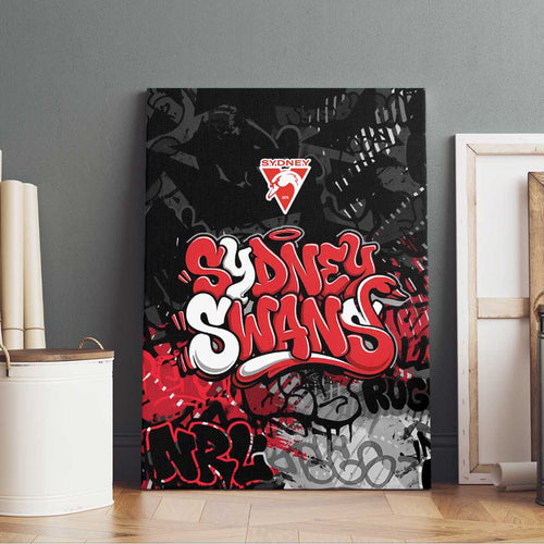 Sydney Swans Canvas Wall Art Urban Graffiti Street Art - Bold Abstract Spray Paint
