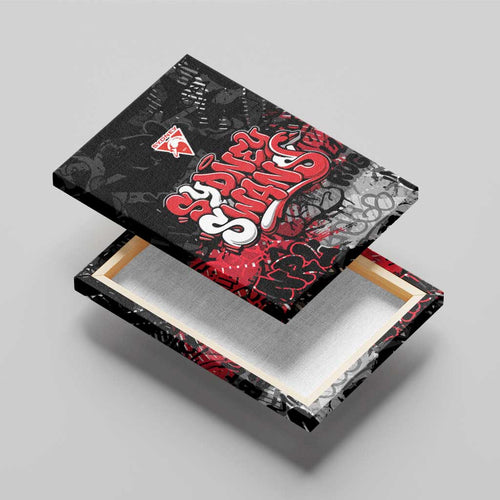 Sydney Swans Canvas Wall Art Urban Graffiti Street Art - Bold Abstract Spray Paint
