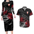 Sydney Swans Couples Matching Long Sleeve Bodycon Dress and Hawaiian Shirt Urban Graffiti Street Art - Bold Abstract Spray Paint