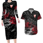 Sydney Swans Couples Matching Long Sleeve Bodycon Dress and Hawaiian Shirt Urban Graffiti Street Art - Bold Abstract Spray Paint