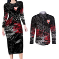 Sydney Swans Couples Matching Long Sleeve Bodycon Dress and Long Sleeve Button Shirt Urban Graffiti Street Art - Bold Abstract Spray Paint