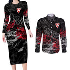 Sydney Swans Couples Matching Long Sleeve Bodycon Dress and Long Sleeve Button Shirt Urban Graffiti Street Art - Bold Abstract Spray Paint
