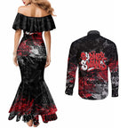 Sydney Swans Couples Matching Mermaid Dress and Long Sleeve Button Shirt Urban Graffiti Street Art - Bold Abstract Spray Paint