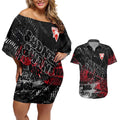 Sydney Swans Couples Matching Off Shoulder Short Dress and Hawaiian Shirt Urban Graffiti Street Art - Bold Abstract Spray Paint