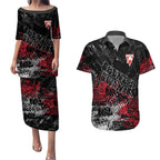 Sydney Swans Couples Matching Puletasi and Hawaiian Shirt Urban Graffiti Street Art - Bold Abstract Spray Paint