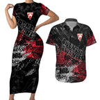 Sydney Swans Couples Matching Short Sleeve Bodycon Dress and Hawaiian Shirt Urban Graffiti Street Art - Bold Abstract Spray Paint