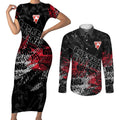 Sydney Swans Couples Matching Short Sleeve Bodycon Dress and Long Sleeve Button Shirt Urban Graffiti Street Art - Bold Abstract Spray Paint