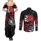 Sydney Swans Couples Matching Summer Maxi Dress and Long Sleeve Button Shirt Urban Graffiti Street Art - Bold Abstract Spray Paint