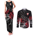 Sydney Swans Couples Matching Tank Maxi Dress and Long Sleeve Button Shirt Urban Graffiti Street Art - Bold Abstract Spray Paint
