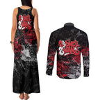 Sydney Swans Couples Matching Tank Maxi Dress and Long Sleeve Button Shirt Urban Graffiti Street Art - Bold Abstract Spray Paint