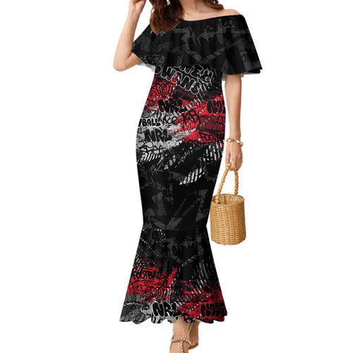 Sydney Swans Family Matching Mermaid Dress and Hawaiian Shirt Urban Graffiti Street Art - Bold Abstract Spray Paint