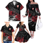 Sydney Swans Family Matching Off The Shoulder Long Sleeve Dress and Hawaiian Shirt Urban Graffiti Street Art - Bold Abstract Spray Paint