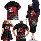 Sydney Swans Family Matching Off The Shoulder Long Sleeve Dress and Hawaiian Shirt Urban Graffiti Street Art - Bold Abstract Spray Paint