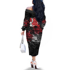 Sydney Swans Family Matching Off The Shoulder Long Sleeve Dress and Hawaiian Shirt Urban Graffiti Street Art - Bold Abstract Spray Paint