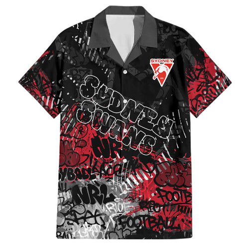 Sydney Swans Family Matching Off Shoulder Maxi Dress and Hawaiian Shirt Urban Graffiti Street Art - Bold Abstract Spray Paint