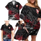 Sydney Swans Family Matching Off Shoulder Short Dress and Hawaiian Shirt Urban Graffiti Street Art - Bold Abstract Spray Paint