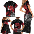 Sydney Swans Family Matching Short Sleeve Bodycon Dress and Hawaiian Shirt Urban Graffiti Street Art - Bold Abstract Spray Paint