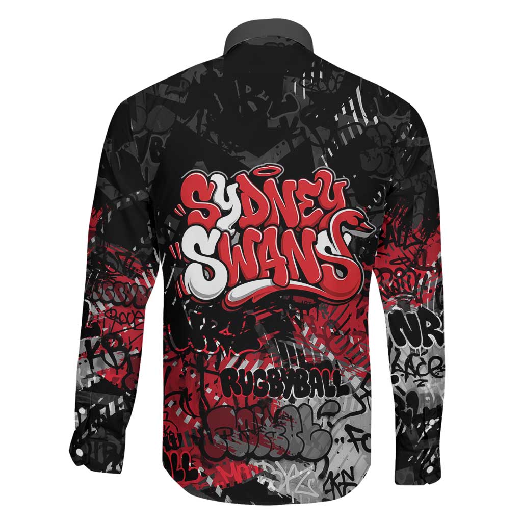 Sydney Swans Family Matching Short Sleeve Bodycon Dress and Hawaiian Shirt Urban Graffiti Street Art - Bold Abstract Spray Paint