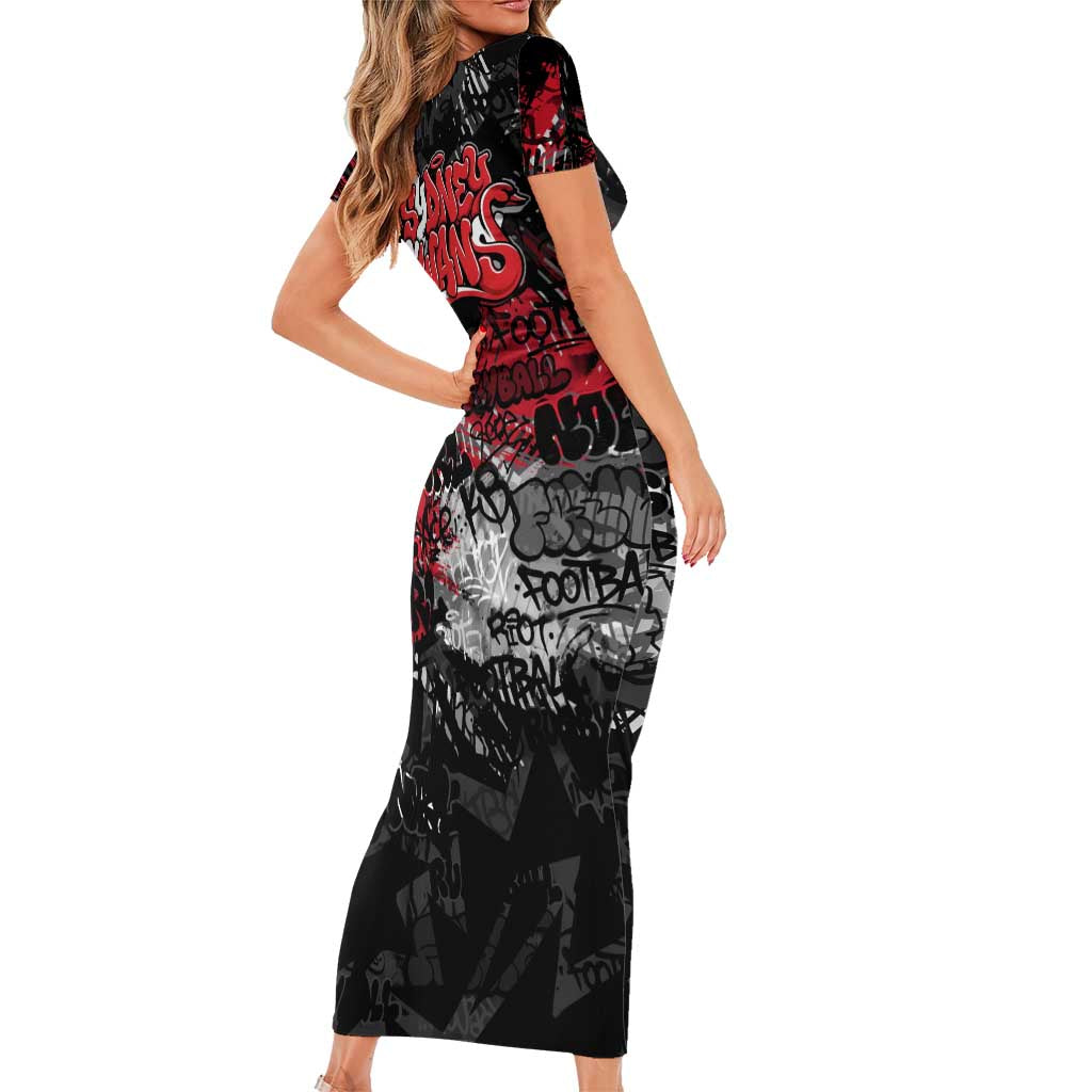 Sydney Swans Family Matching Short Sleeve Bodycon Dress and Hawaiian Shirt Urban Graffiti Street Art - Bold Abstract Spray Paint