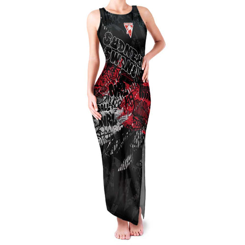 Sydney Swans Family Matching Tank Maxi Dress and Hawaiian Shirt Urban Graffiti Street Art - Bold Abstract Spray Paint