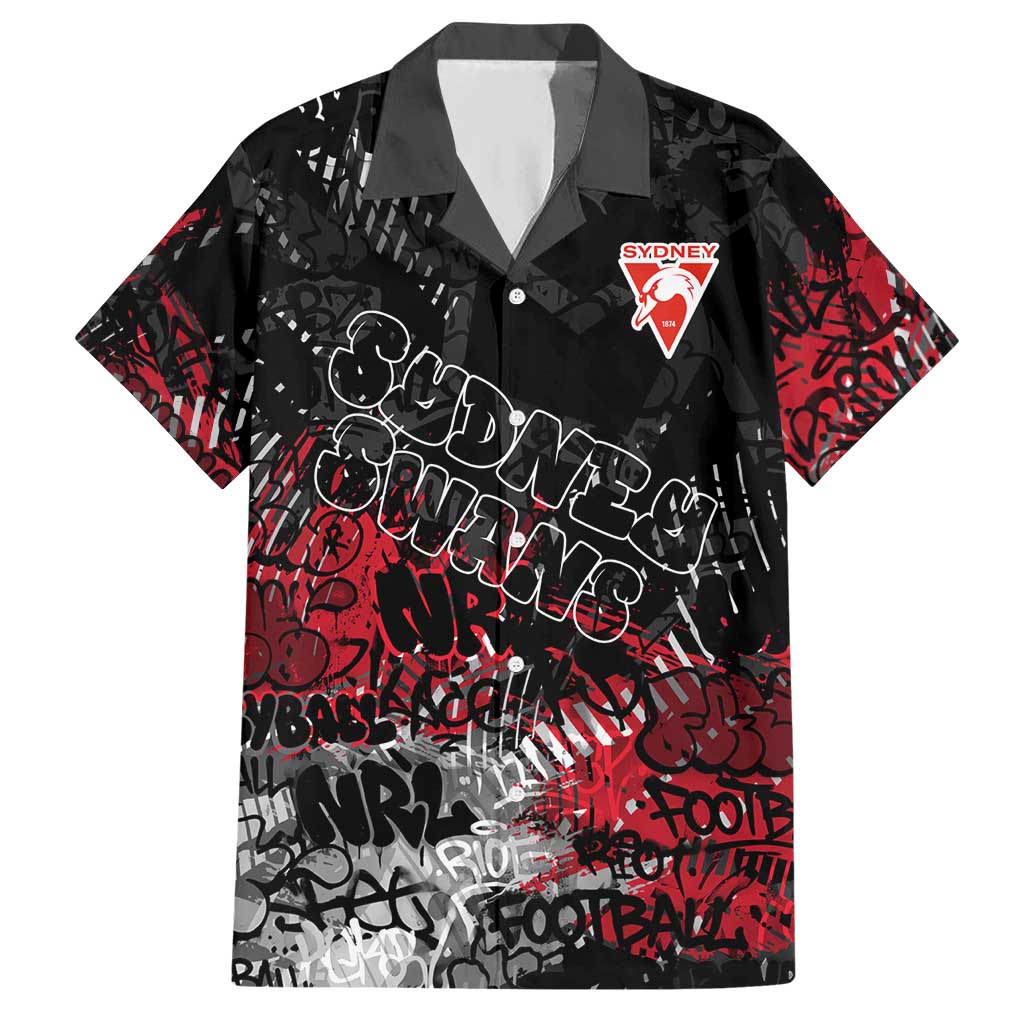 Sydney Swans Hawaiian Shirt Urban Graffiti Street Art - Bold Abstract Spray Paint