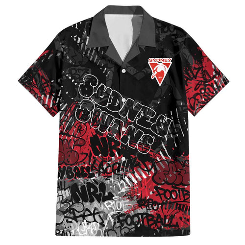 Sydney Swans Hawaiian Shirt Urban Graffiti Street Art - Bold Abstract Spray Paint