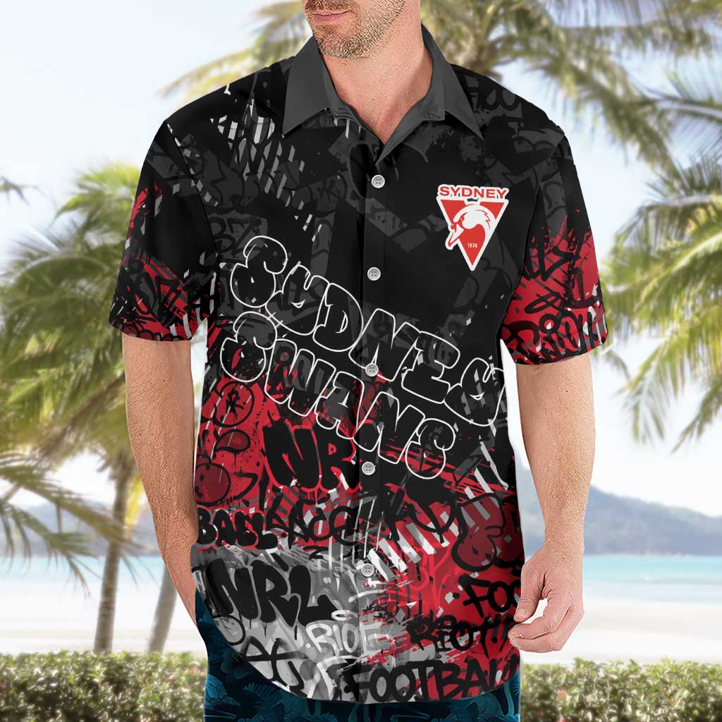 Sydney Swans Hawaiian Shirt Urban Graffiti Street Art - Bold Abstract Spray Paint