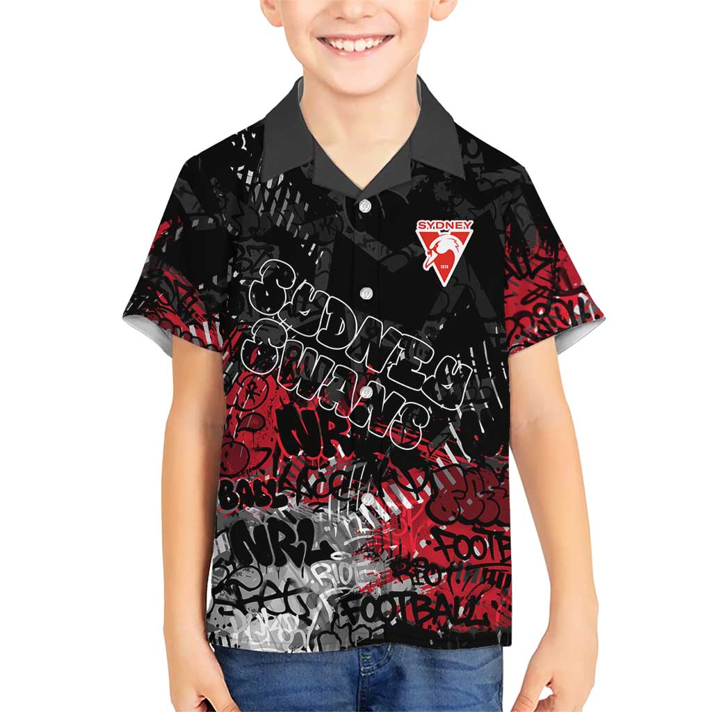 Sydney Swans Hawaiian Shirt Urban Graffiti Street Art - Bold Abstract Spray Paint