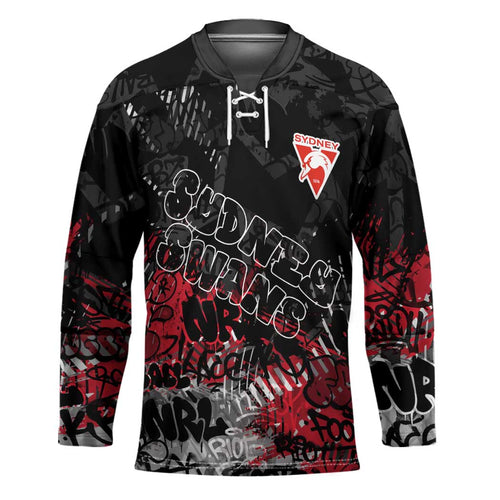 Sydney Swans Hockey Jersey Urban Graffiti Street Art - Bold Abstract Spray Paint