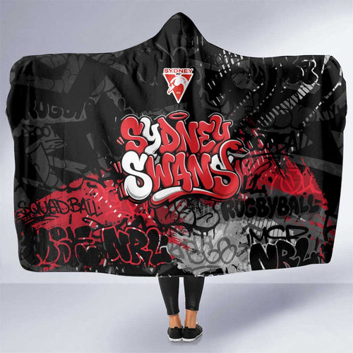 Sydney Swans Hooded Blanket Urban Graffiti Street Art - Bold Abstract Spray Paint