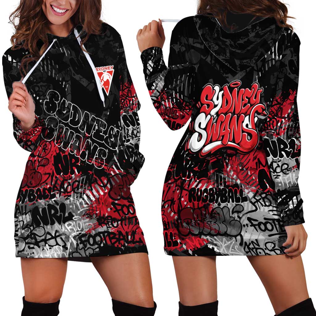 Sydney Swans Hoodie Dress Urban Graffiti Street Art - Bold Abstract Spray Paint