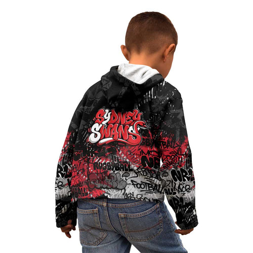 Sydney Swans Kid Hoodie Urban Graffiti Street Art - Bold Abstract Spray Paint