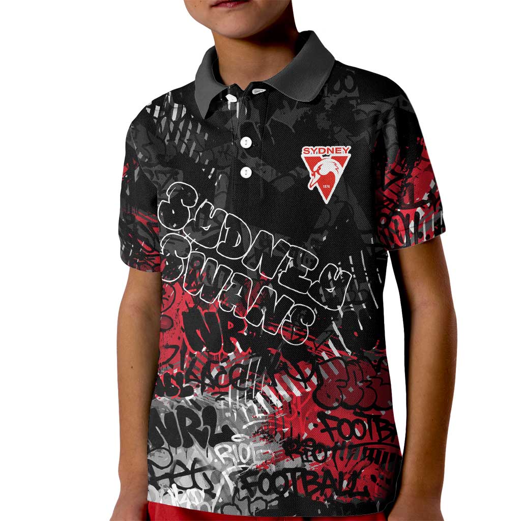 Sydney Swans Kid Polo Shirt Urban Graffiti Street Art - Bold Abstract Spray Paint