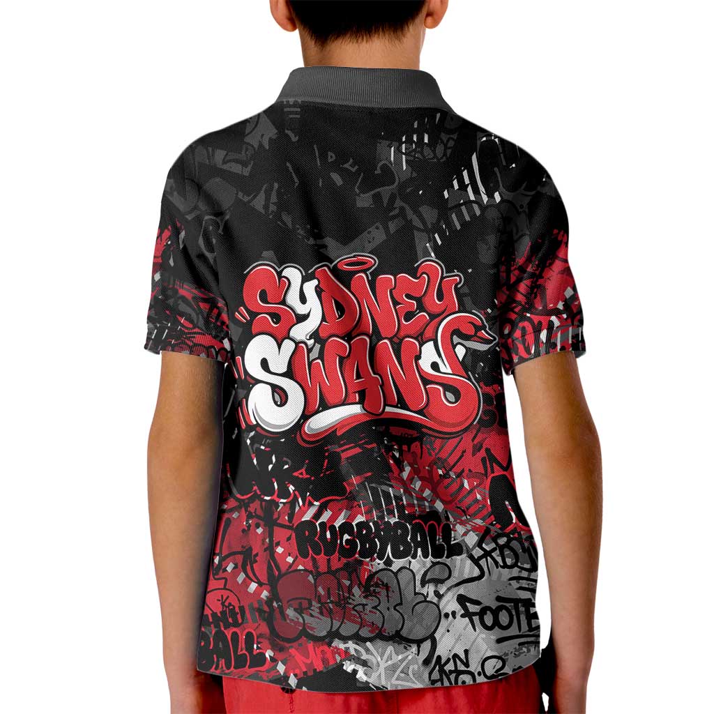 Sydney Swans Kid Polo Shirt Urban Graffiti Street Art - Bold Abstract Spray Paint
