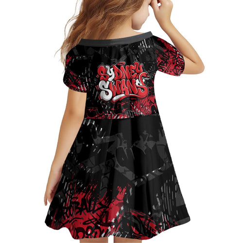 Sydney Swans Kid Short Sleeve Dress Urban Graffiti Street Art - Bold Abstract Spray Paint